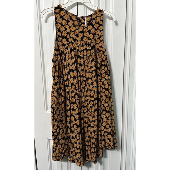 Free People Black and Orange Floral Midi Dress - Picture 1 of 11